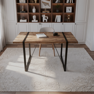 Sunvega 55 Inch MDF Wood Modern Rustic Industrial Rectangular Dining Table