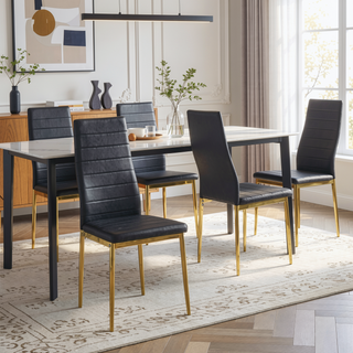 Sunvega Golden Legs and Black Seat Comfortable Durable Dining Chair Set of 4