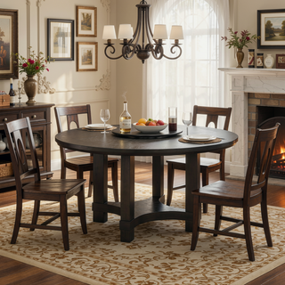 Sunvega Transitional Round Dining Table with White Marble Top and Lazy Susan