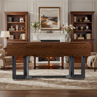 Sunvega Modern Driness Drop Leaf Table with Dark Tobacco Finish for Small Spaces