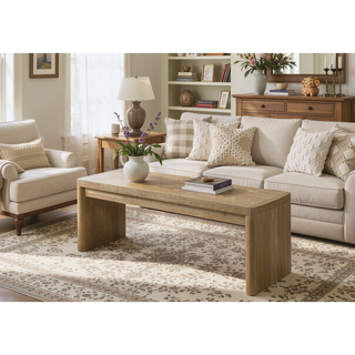 Sunvega Modern Contemporary Upholstery Bench with Rounded Corners in Oak Finish