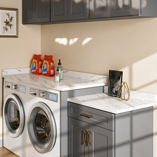 Sunvega Laminate Countertop with Marble Stripe Design for DIY Office Desk and Laundry Room
