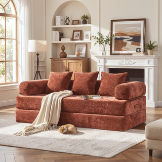Sunvega Convertible Chenille Folding Sofa Bed with Pillows for Living Room