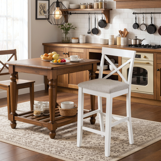 Sunvega 48" Rectangular Wood Bar Height Dining Table Set with 2 Chairs for Kitchen Breakfast Nook