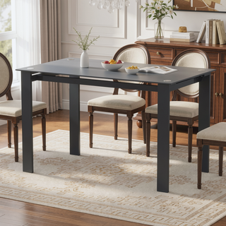 Sunvega 52 Inch Black Tempered Glass Dining Table For Dining and Living Room