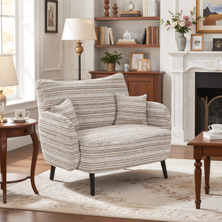 Sunvega Modern Two-Seater Sofa with Tufted Backrest and Convenient Side Storage Pockets