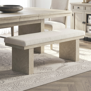 Sunvega Modern Farmhouse Plinth Base Bench with English Dovetail Natural Finish