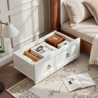 Sunvega Farmhouse 7 Drawers Dresser TV Stand with Barn Door Style and Spacious Design