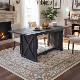Sunvega 70.87" Farmhouse Dining Table for 6-8 People with X Solid Legs