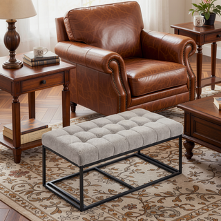 Sunvega Storage Ottoman Bench with Legs for Living Room Bedroom Entryway