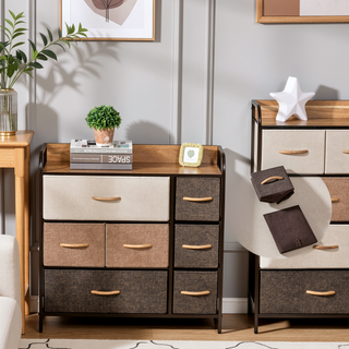 Sunvega 7-Drawer Storage Organizer with Foldable Fabric Drawers and Steel Frame