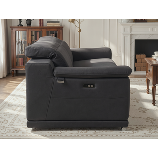 Sunvega Top Grain Italian Leather Power Reclining Sofa with USB Charger