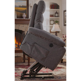 Sunvega Grey Fabric Lift Chair Recliner with Electric Mechanism and Plush Cushioning