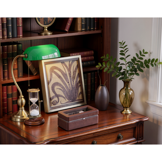 Sunvega Brown Leather and Tempered Glass 4 Slot Watch Display Case with Lid