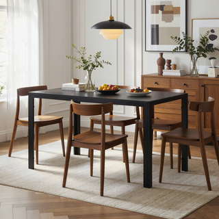 Sunvega 47.25 Inch Tempered Glass Top Dining Table with Metal Frame for 4