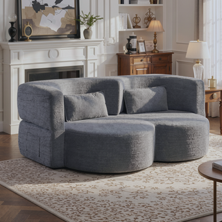 Sunvega Soft Teddy Bear Fabric Folding Sofa Bed Sleeper Futon for Living Room