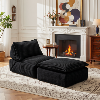 Sunvega Modern Corduroy Cloud Sofa with Comfortable High-Density Sponge for Living Room