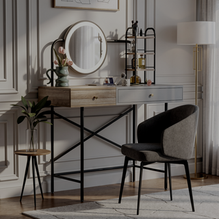 Sunvega Makeup Vanity Desk with 3-Mode Lighted Mirror and Wireless Charging Station