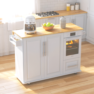 Sunvega Multi-Functional Kitchen Island Cart with 2 Door Cabinet and Two Drawers