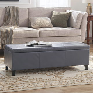 Sunvega Contemporary Upholstered Storage Ottoman Bench with Stitched Details