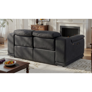 Sunvega Top Grain Italian Leather Power Reclining Loveseat with USB Charger