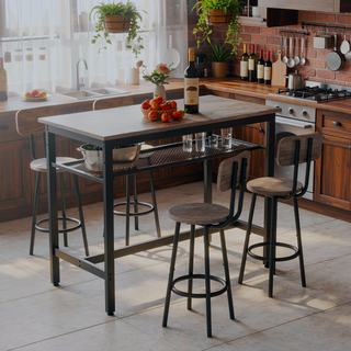 Sunvega 5 Piece Counter Height Table and Chairs Set for 4 with Backrests and Footrests