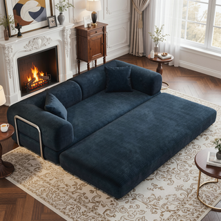 Sunvega Modular Sectional Sofa Bed with Pillow Back Support Armrest in Corduroy Fabric