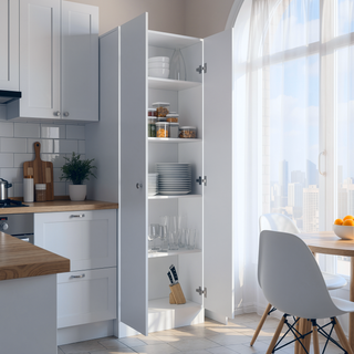 Sunvega Five Shelves Multistorage Pantry Cabinet with Double Door for Kitchen