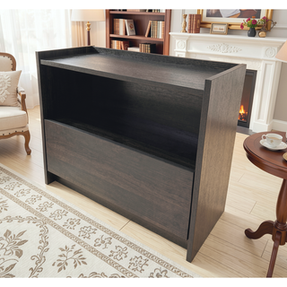 Sunvega Compact Dark Gray Nightstand with Storage Drawer for Small Spaces