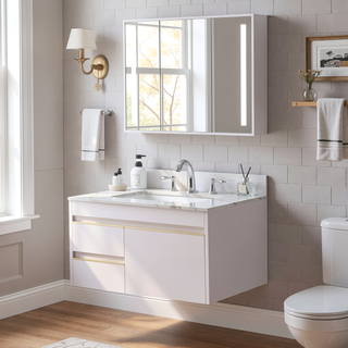 Sunvega Sintered Stone Vanity Top with Ceramic Undermount Sink and Backsplash