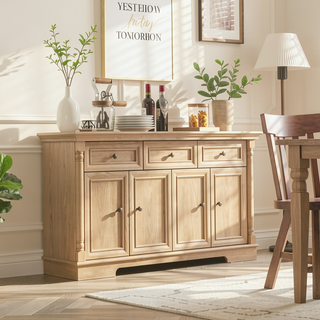 Sunvega Spacious Farmhouse Sideboard Buffet with Drawers and Doors for Storage