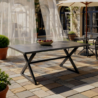 Sunvega Outdoor Aluminum Dining Table with Steel Frame for Patio Backyard