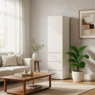 Sunvega Modular Wood Closet Cabinet with Drawers and Ample Storage in Warm White