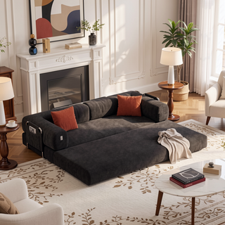 Sunvega Modular Convertible Folding Sofa Bed with Removable Washable Corduroy Fabric