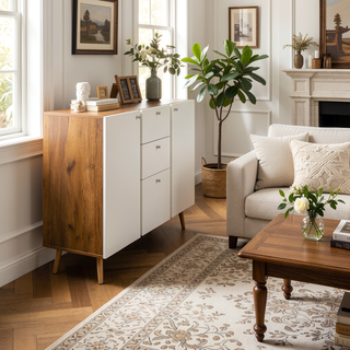 Sunvega Sideboard Buffet Cabinet with 3 Drawers and 2 Doors for Living Room