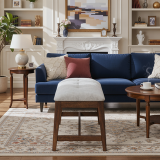 Sunvega Upholstered Dining Bench with Cherry Finish and Sturdy Construction