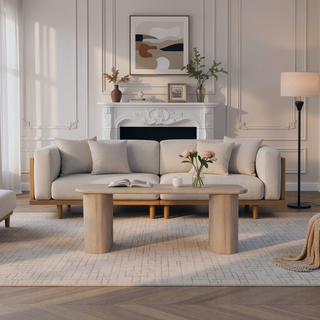 Sunvega Solid Mango Wood Twin Plank Bench with Minimalist Design and Unique Grain