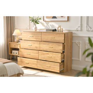 Sunvega Modern 8-Drawer Dresser with Golden Handles for Bedroom Ample Storage