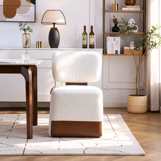 Sunvega Modern Linen Upholstered Armless Dining Chair with Smooth Gliding Casters