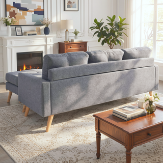 Sunvega Modern L-Shaped Sectional Sofa with Tufted Back and Track Arms for Living Room