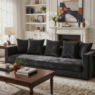 Sunvega Convertible Chenille Folding Sofa Bed with Pillows for Living Room