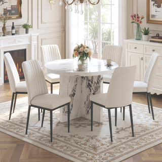 Sunvega Round MDF Dining Table for Kitchen with 42 Inch Spacious Tabletop
