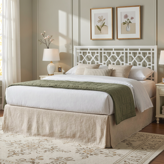Sunvega King Chippendale White Headboard Made of Durable Poplar Wood
