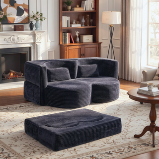 Sunvega Soft Teddy Bear Fabric Folding Sofa Bed Sleeper Futon for Living Room
