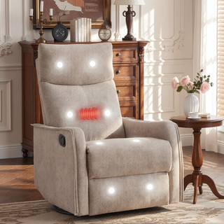 Sunvega Fabric Swivel Rocker Recliner Chair with Massage and Lumbar Heat for Living Room