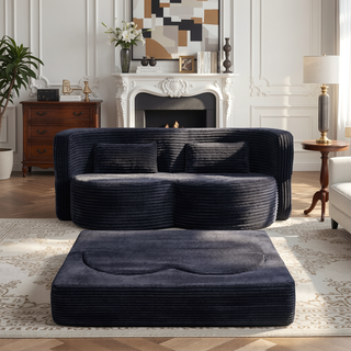 Sunvega Soft Teddy Bear Fabric Folding Sofa Bed Sleeper Futon for Living Room