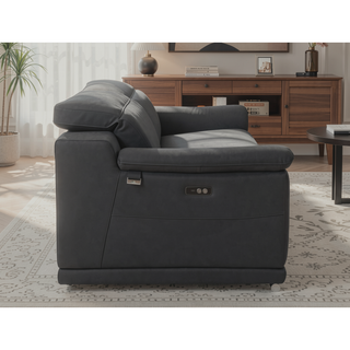 Sunvega Top Grain Italian Leather Power Reclining Loveseat with USB Charger