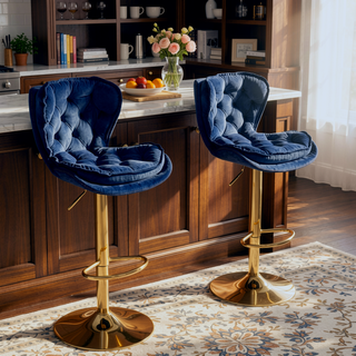 Sunvega Set of 2 Swivel Bar Stools with Chrome Footrest and Adjustable Height