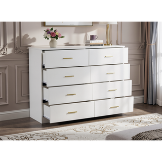 Sunvega Modern 8-Drawer Dresser with Golden Handles for Bedroom Ample Storage