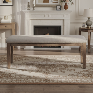 Sunvega Gray Fabric Upholstered 1pc Bench with Wood Frame for Dining Room